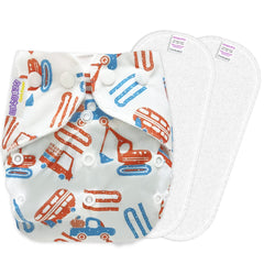 Reusable Baby Cloth Diaper with Adjustable Snap Buttons and Insert (1 Diaper & 2 Pcs Insert)