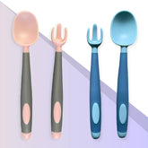 Baby Spoon and fork Set for Baby Feeding (Bendable Mist Blue)