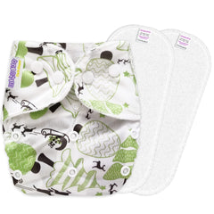 Reusable Baby Cloth Diaper with Adjustable Snap Buttons and Insert (1 Diaper & 2 Pcs Insert)