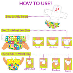 Washable & Reusable Baby Cloth Diaper With Adjustable Size Button (Set of 2)