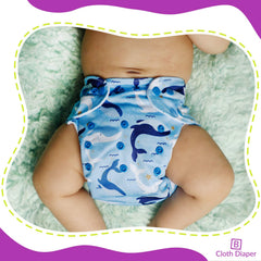 Reusable Baby Cloth Diaper with Adjustable Snap Buttons and Insert (Set of 1)