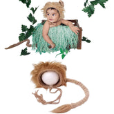 Lovely Lion Cap and Tail Crochet Props for Photography Photoshoot Props (Brown)
