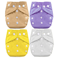 Washable & Reusable Baby Cloth Diaper With Adjustable Size Button (Set of 4)