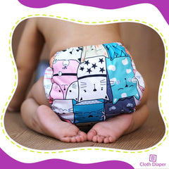 Washable & Reusable Baby Cloth Diaper With Adjustable Size Button (Set of 3)