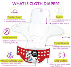 Washable & Reusable Baby Cloth Diaper With Adjustable Size Button (Set of 2)