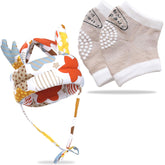 Baby Head Protector helmet and Baby Knee Pads for Crawling (Beige)