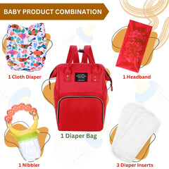 Baby Care Accessories Cloth Diaper, Inserts, Diaper Bag, Headbands, Nibbler (Set of 5)