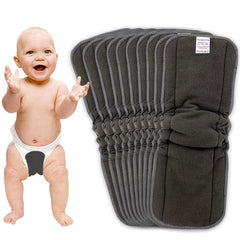 Bembika 5 Layer Bamboo Charcoal Inserts with Gussets Liners Natures Cloth Diaper Liner, Wetfree Reusable Washable Cotton Diaper Nappy Inserts for Baby Cloth Diapers (Set of 10)