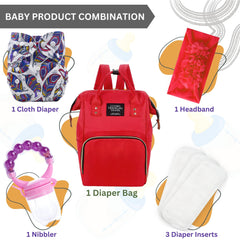 Baby Care Accessories Cloth Diaper, Inserts, Diaper Bag, Headbands, Nibbler (Set of 5)
