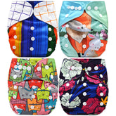 Washable & Reusable Baby Cloth Diaper With Adjustable Size Button (Set of 4)