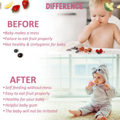 BPA Free Baby Feeding Spoon & Fruit Nibbler Set (Bendable Grip Pink Grey)