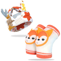 Baby Head Protector helmet and Baby Knee Pads for Crawling (Orange)