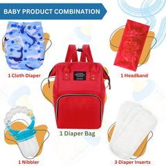 Baby Care Accessories Cloth Diaper, Inserts, Diaper Bag, Headbands, Nibbler (Set of 5)