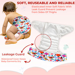Reusable Baby Cloth Diaper with Adjustable Snap Buttons and Insert (Set of 1)