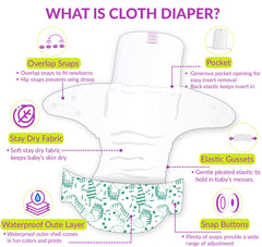Washable & Reusable Baby Cloth Diaper With Adjustable Size Button (Set of 3)