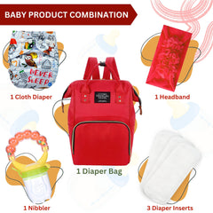 Baby Care Accessories Cloth Diaper, Inserts, Diaper Bag, Headbands, Nibbler (Set of 5)