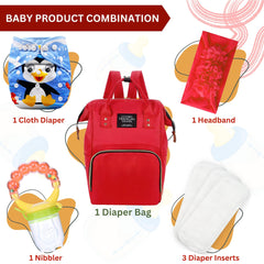 Baby Care Accessories Cloth Diaper, Inserts, Diaper Bag, Headbands, Nibbler (Set of 5)