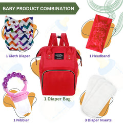 Baby Care Accessories Cloth Diaper, Inserts, Diaper Bag, Headbands, Nibbler (Set of 5)