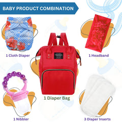 Baby Care Accessories Cloth Diaper, Inserts, Diaper Bag, Headbands, Nibbler (Set of 5)