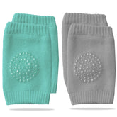Baby Crawling Anti-Slip Knee pads (SET of 2 GREEN - LIGHT GREY)