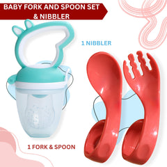 BPA Free Baby Feeding Spoon & Fruit Nibbler Set (Skyblue)