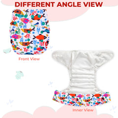 Reusable Baby Cloth Diaper with Adjustable Snap Buttons and Insert (Set of 1)