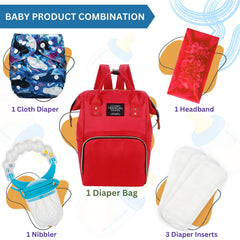 Baby Care Accessories Cloth Diaper, Inserts, Diaper Bag, Headbands, Nibbler (Set of 5)