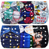 Washable & Reusable Baby Cloth Diaper With Adjustable Size Button (Set of 6)