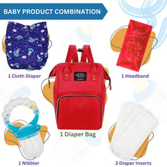 Baby Care Accessories Cloth Diaper, Inserts, Diaper Bag, Headbands, Nibbler (Set of 5)