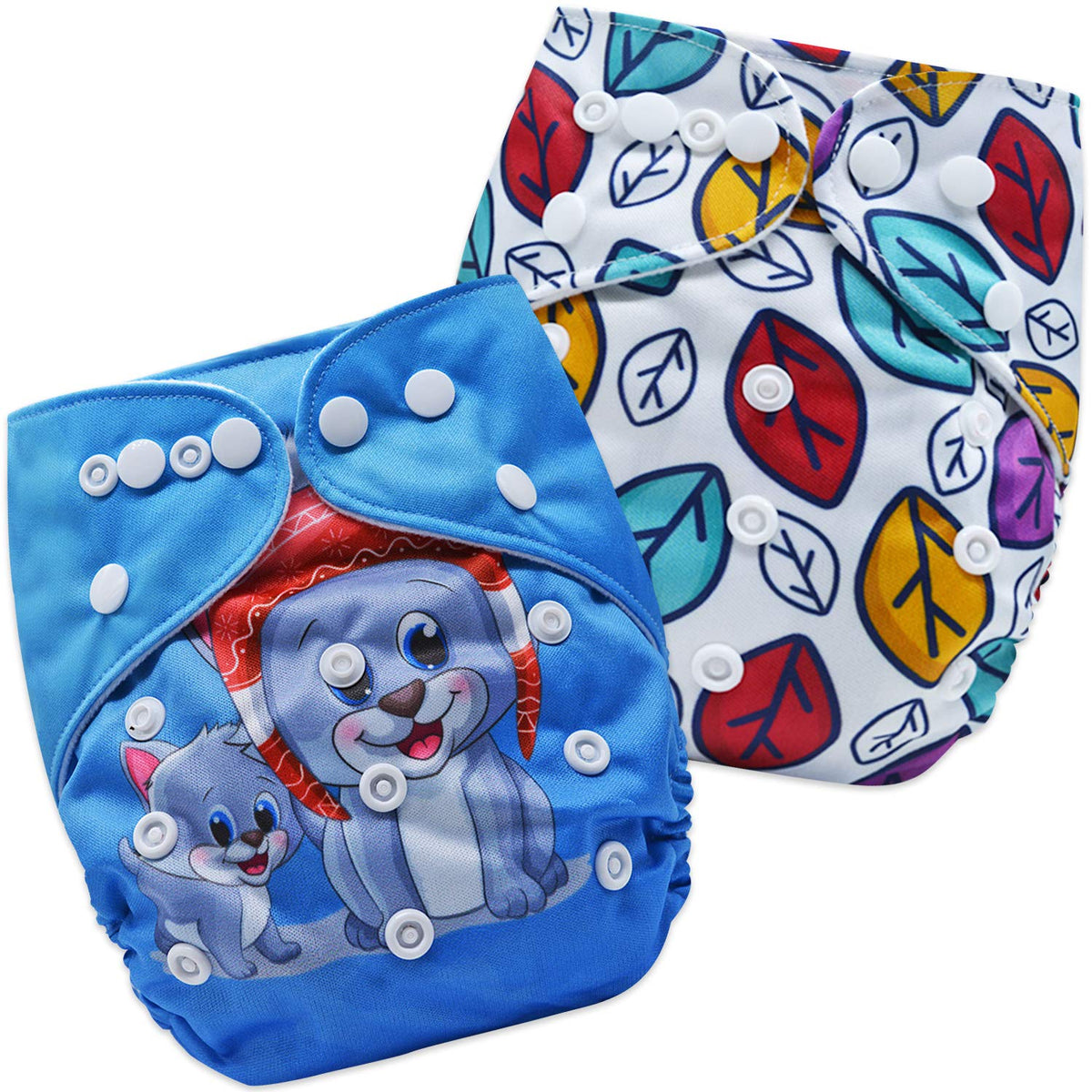Washable & Reusable Baby Cloth Diaper With Adjustable Size Button (Set of 2)