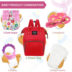 Baby Care Accessories Cloth Diaper, Inserts, Diaper Bag, Headbands, Nibbler (Set of 5)