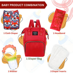 Baby Care Accessories Cloth Diaper, Inserts, Diaper Bag, Headbands, Nibbler (Set of 5)