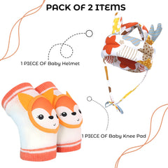Baby Head Protector helmet and Baby Knee Pads for Crawling (Orange)
