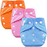 Washable & Reusable Baby Cloth Diaper With Adjustable Size Button (Set of 3)