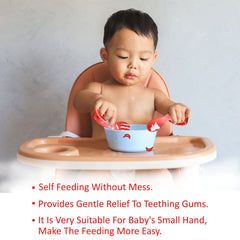 Baby Spoon and fork Set for Baby Feeding (Skyblue)