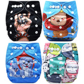 Washable & Reusable Baby Cloth Diaper With Adjustable Size Button (Set of 4)