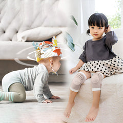 Baby Head Protector helmet and Baby Knee Pads for Crawling (Beige)