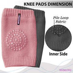 Baby Crawling Anti-Slip Knee pads (SET of 2 PINK - DARK GREY)