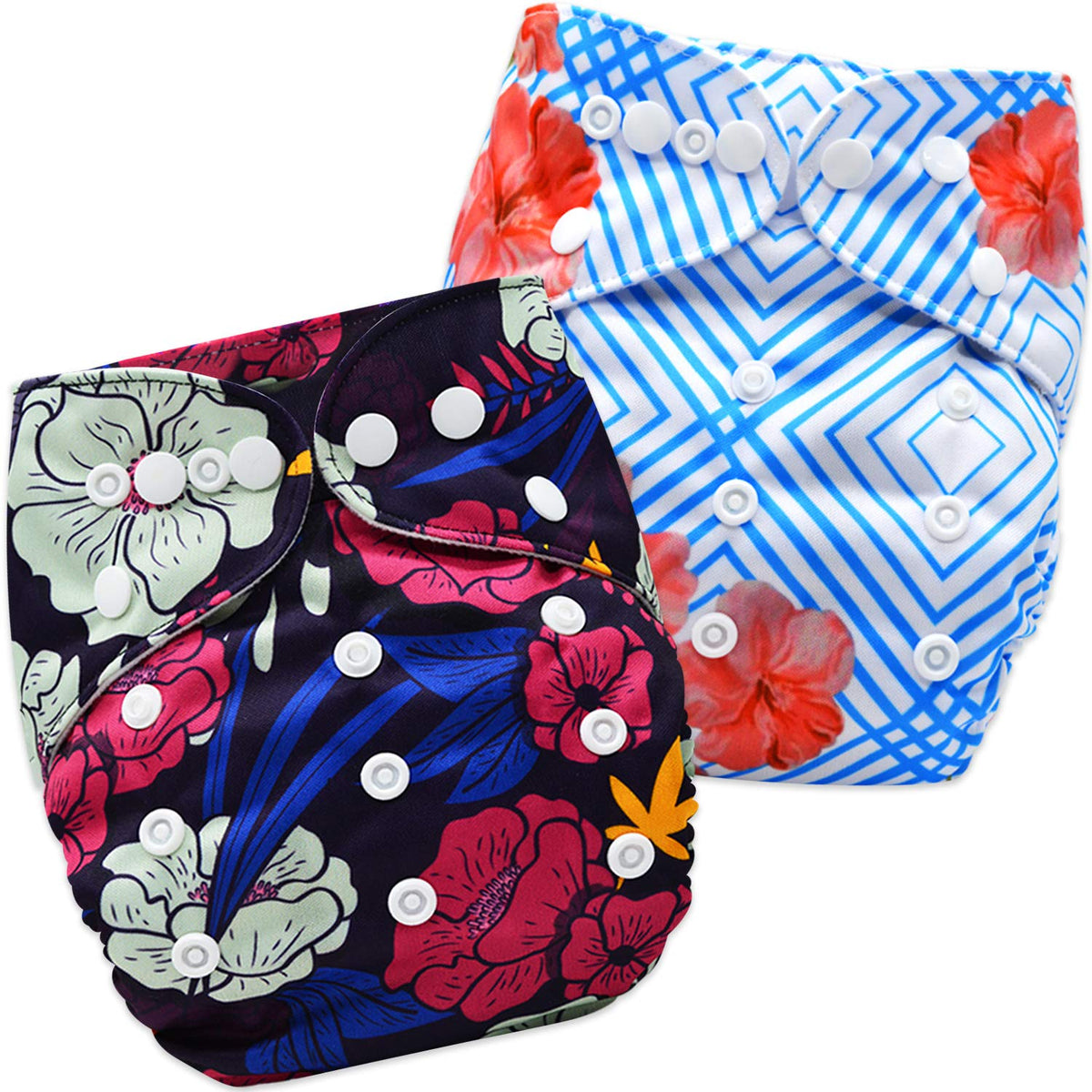 Washable & Reusable Baby Cloth Diaper With Adjustable Size Button (Set of 2)