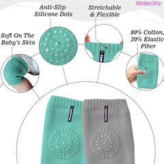 Baby Crawling Anti-Slip Knee pads (SET of 2 GREEN - LIGHT GREY)