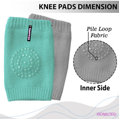 Baby Crawling Anti-Slip Knee pads (SET of 2 GREEN - LIGHT GREY)
