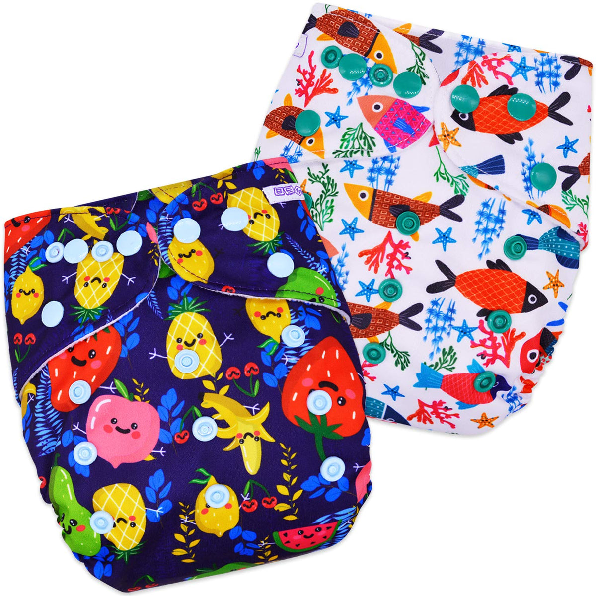 Washable & Reusable Baby Cloth Diaper With Adjustable Size Button (Set of 2)