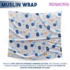 Bamboo Muslin Swaddle Wrap/Blanket for Baby 120X110 (Blue)