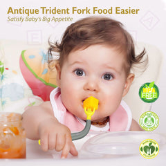 Baby Spoon and fork Set for Baby Feeding (CurvedYellow)