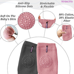 Baby Crawling Anti-Slip Knee pads (SET of 2 PINK - DARK GREY)