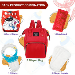 Baby Care Accessories Cloth Diaper, Inserts, Diaper Bag, Headbands, Nibbler (Set of 5)
