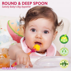 Baby Spoon and fork Set for Baby Feeding (Curved Red)