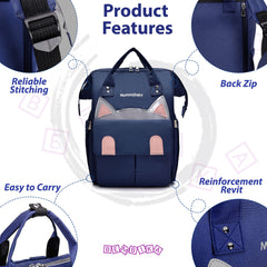 Easy to Carry Diaper Bag for Mother (Kitten Blue)
