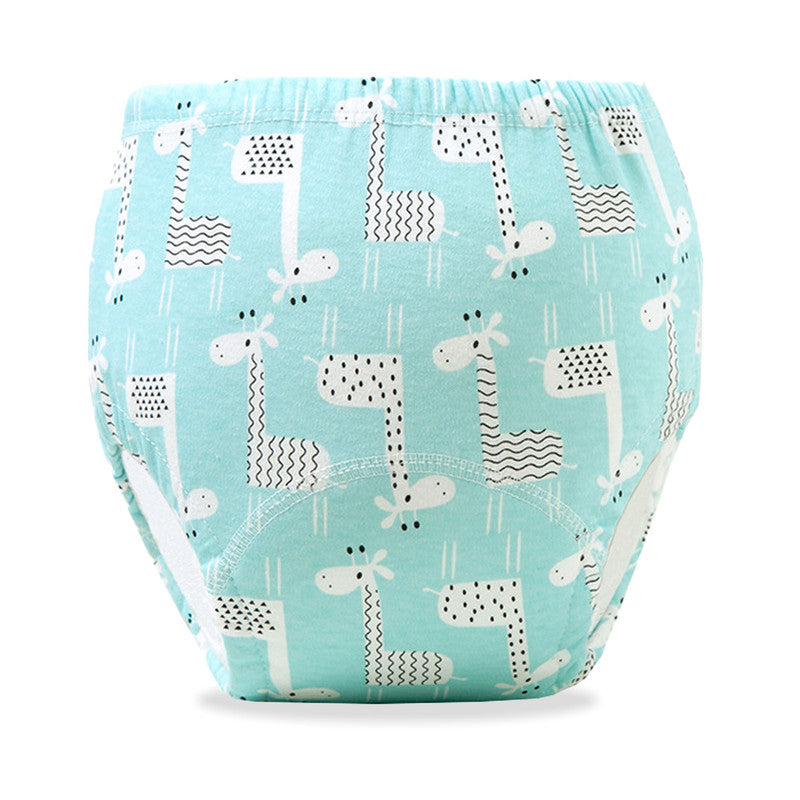 Waterproof Breathable Cotton Potty Training Pants for Babies (Blue Giraffe)