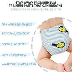 Waterproof Breathable Cotton Potty Training Pants for Babies (Blue Pineapple)